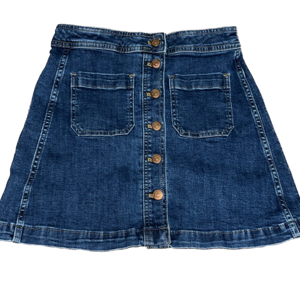 Madewell high waisted button front a line jean skirt